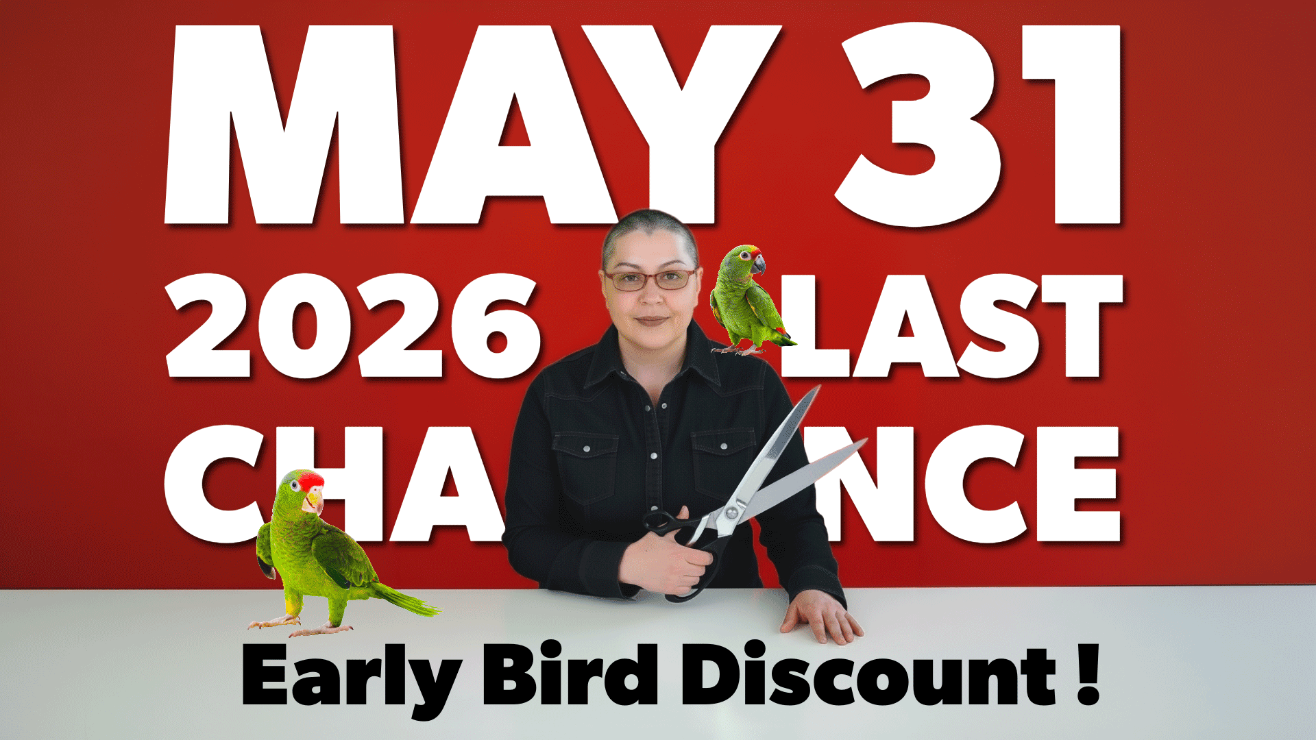 Rocío Evenett holding tailoring scissors, announcing the May 31, 2026 CAD pattern making cohort end of early bird price — Learn CAD while you earn
